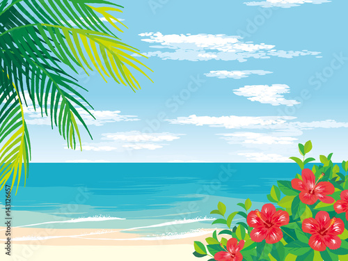 南国のビーチ　イラスト
