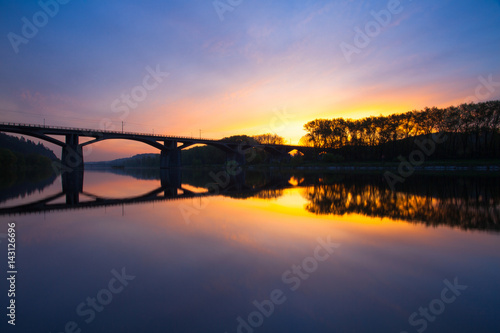 Branik bridge at sunrise. Prague, Czech Republic