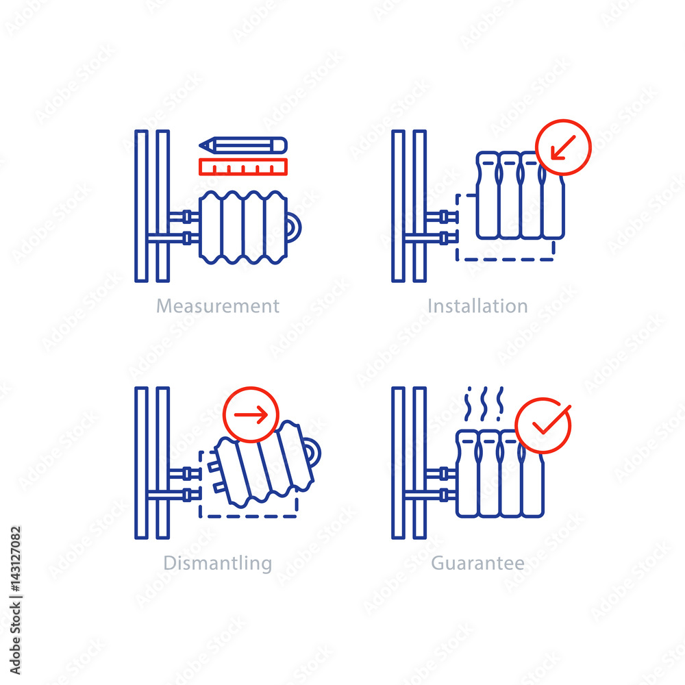 Obraz premium Heating radiator repair, tube connection, renovation concept