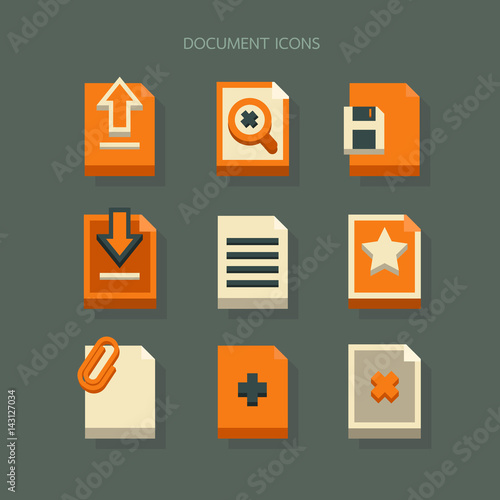 icons Document modern design Orange White on background