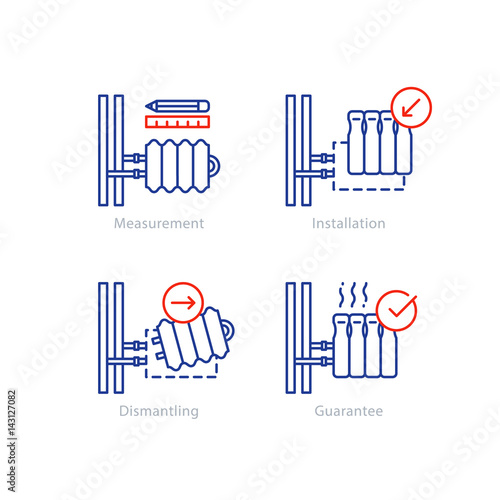 Heating radiator repair, tube connection, renovation concept