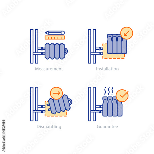 Heating radiator repair, tube connection, renovation concept