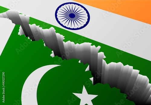 Flag Pakistan India Deep Crack