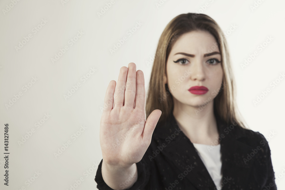 woman stop hand isolated portrait face blur woman stop hand isolated portrait face blur