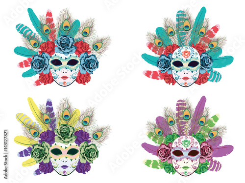 Mask with Roses and Feathers