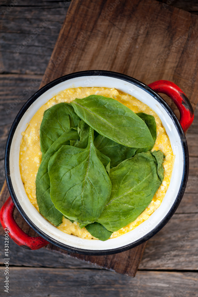 Baked omelet with spinach and cheese Baked omelet with spinach and cheese