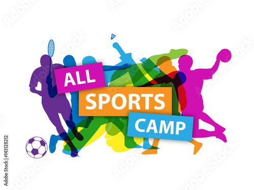 ALL SPORTS CAMP Banner with sports silhouettes