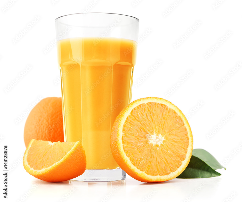 Orange juice and slices Orange juice and slices
