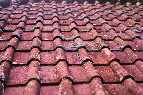 Tile roof pattern textured background.