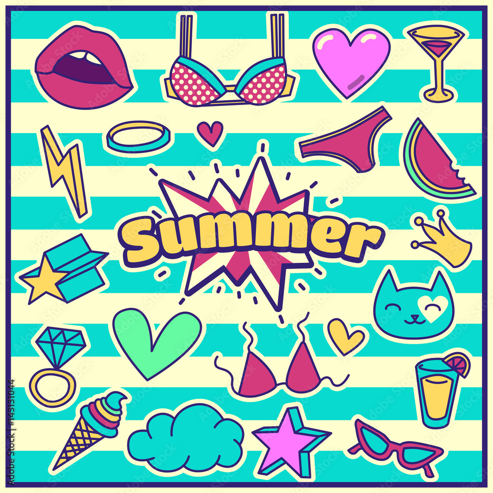 Naklejka premium Fashion Summer Patch Badges