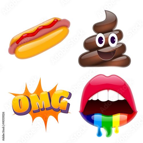 Set of Fantastic Smiley Emoticons, Emoji Design