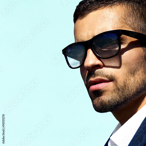 Man model in sunglasses portrait close-up