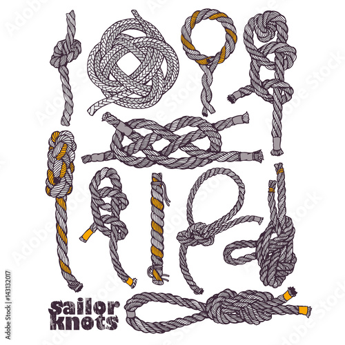 Sailor knots on white background