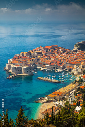 Dubrovnik, Croatia. Beautiful romantic old town of Dubrovnik during sunny day, Croatia,Europe. photo