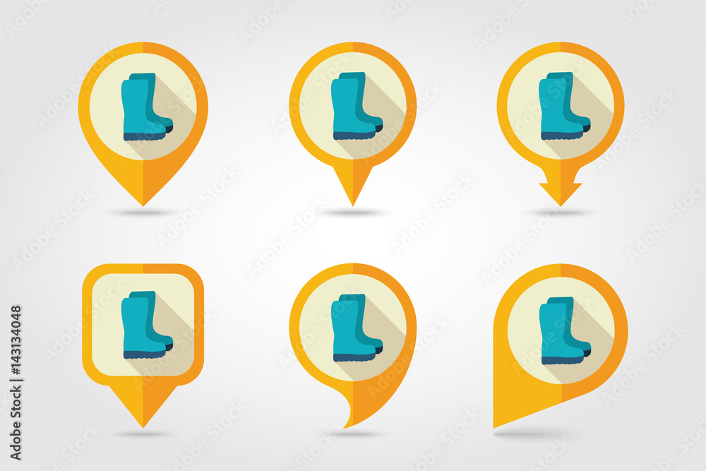 Rubber boots, gumboots, wellies pin map icon Rubber boots, gumboots, wellies pin map icon