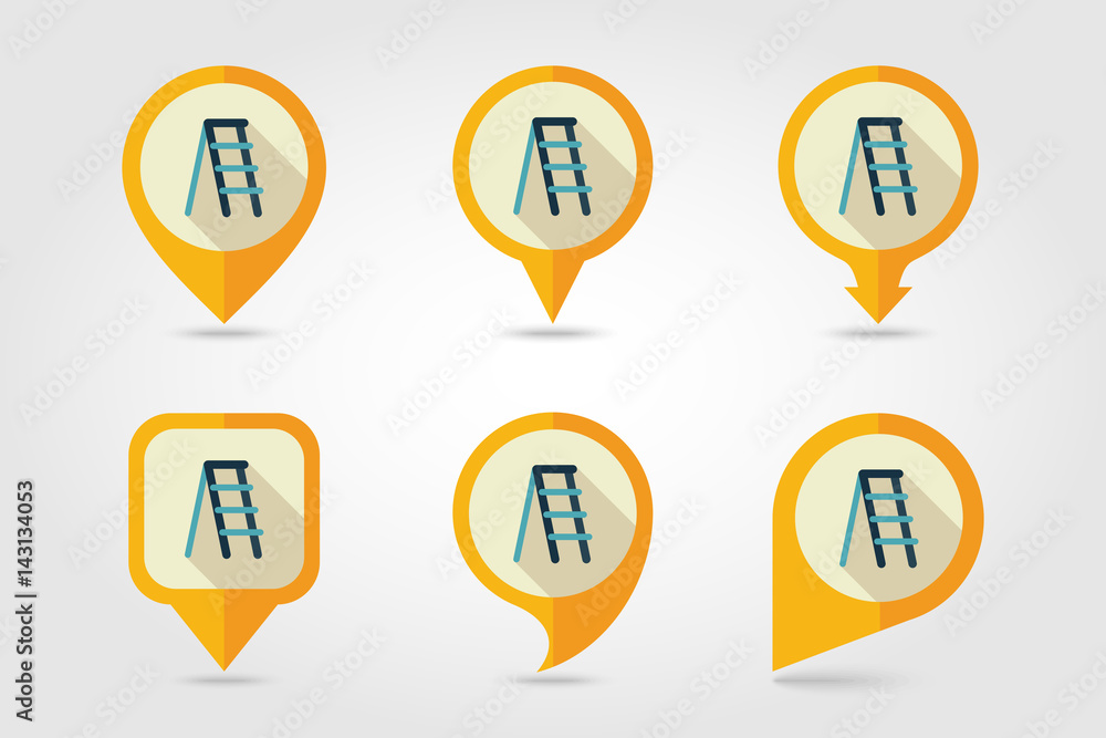 Ladder, stepladder, stair flat vector pin map icon Ladder, stepladder, stair flat vector pin map icon