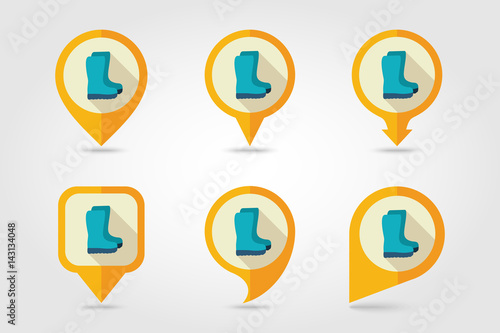 Rubber boots, gumboots, wellies pin map icon