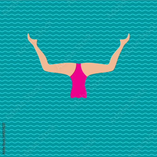 Woman athlete on the performance of synchronized swimming performing art elements