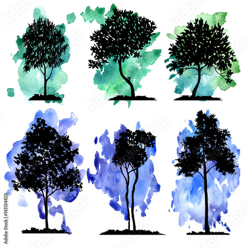 vector set of deciduous trees