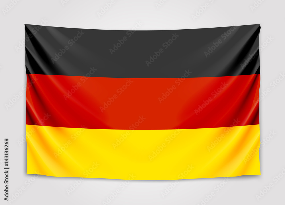 Hanging flag of Germany. Federal Republic of Germany. National flag concept. Hanging flag of Germany. Federal Republic of Germany. National flag concept.