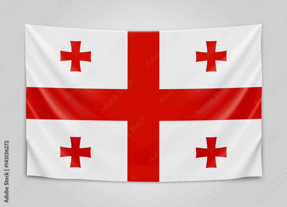 Hanging flag of Georgia. Georgia. National flag concept.