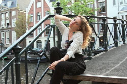 Canvas Print The girl in Amsterdam