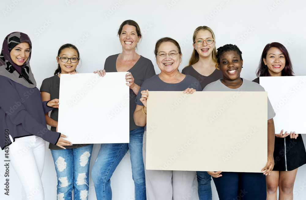 Group of Diverse People Holding Blank Board Group of Diverse People Holding Blank Board