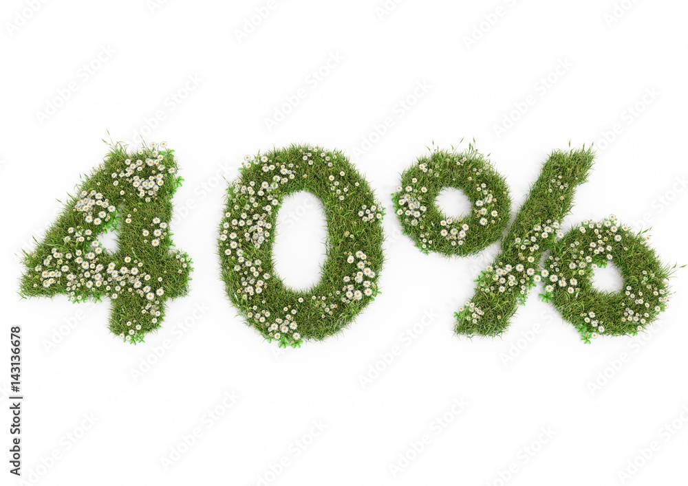 3D rendering of grass 40 percent discount isolated on white 3D rendering of grass 40 percent discount isolated on white