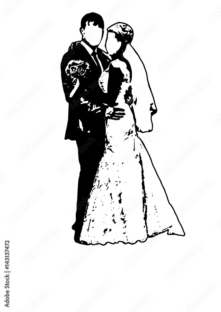Silhouette wedding bridegroom bride embrace vector Silhouette wedding bridegroom bride embrace vector
