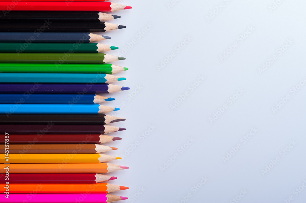 Colorful bright pencils on white background Colorful bright pencils on white background