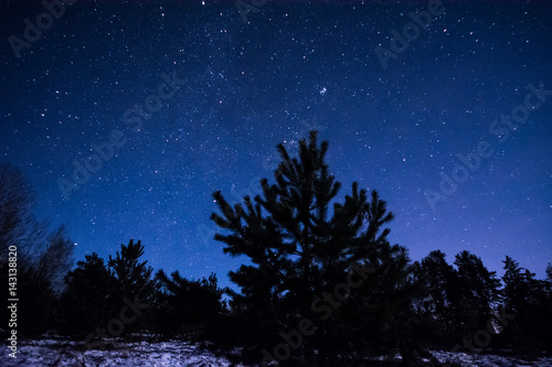 Falling stars. Night sky with meteors.