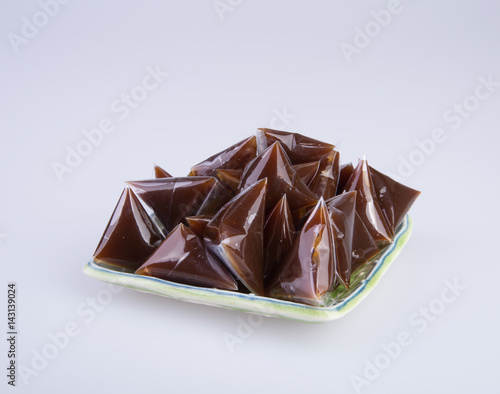 dodol or malaysia traditional candy on the background.