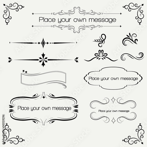 Ornate vintage design elements with calligraphy swirls