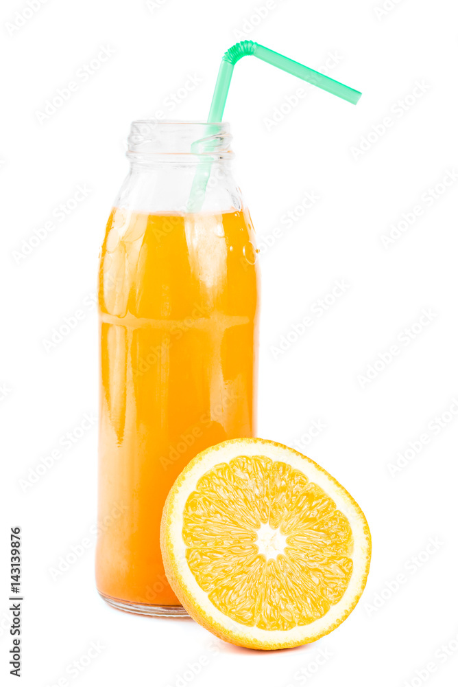 Orange juice. Isolated drink. A glass of orange juice and pieces of orange fruit isolated on white background. Citrus. Diet. Vitamins. Healthy food. Orange juice. Isolated drink. A glass of orange juice and pieces of orange fruit isolated on white background. Citrus. Diet. Vitamins. Healthy food.