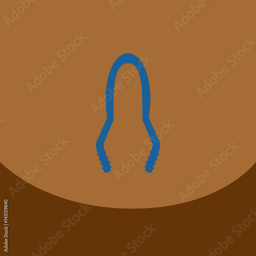Flat icon with dark shadow forceps for hookah charcoal. Hookah accessories, vector illustration