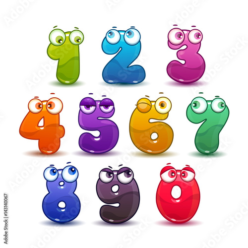 Comic childish colorful numbers set.