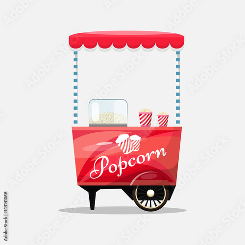 Popcorn cart, kiosk on wheels, retailers, sweets and confectionery products