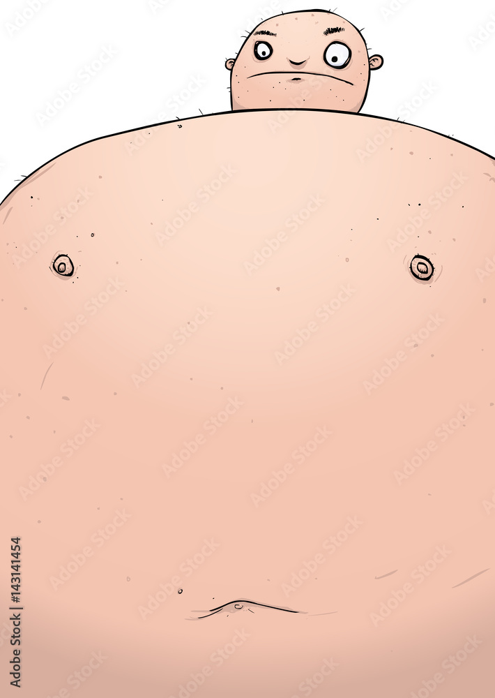 Fat bald unhappy man cartoon character illustration Stock Vector | Adobe  Stock