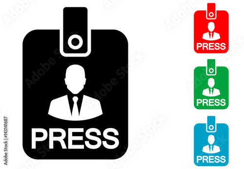 Icono plano acreditacion de prensa vertical varios colores