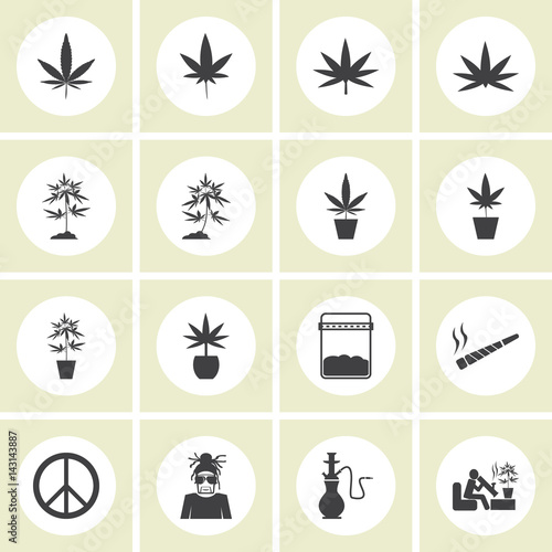marijuana icon vector set