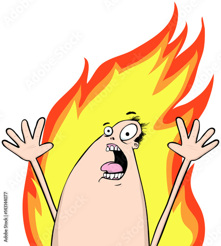 Burning screaming man cartoon character illustration Stock Vector | Adobe  Stock