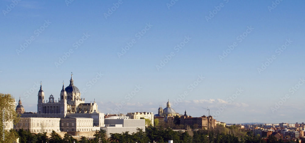 Fototapeta premium Royal Palace and Almudena Cathedral in Madrid