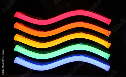 Five Rows of Coloured LED Light Bulb Tubes. photo