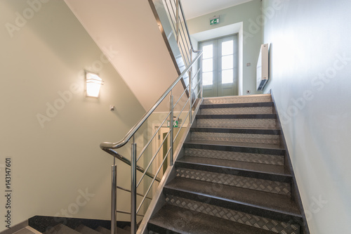 Staircase in modern building. Bright and modern building interior.