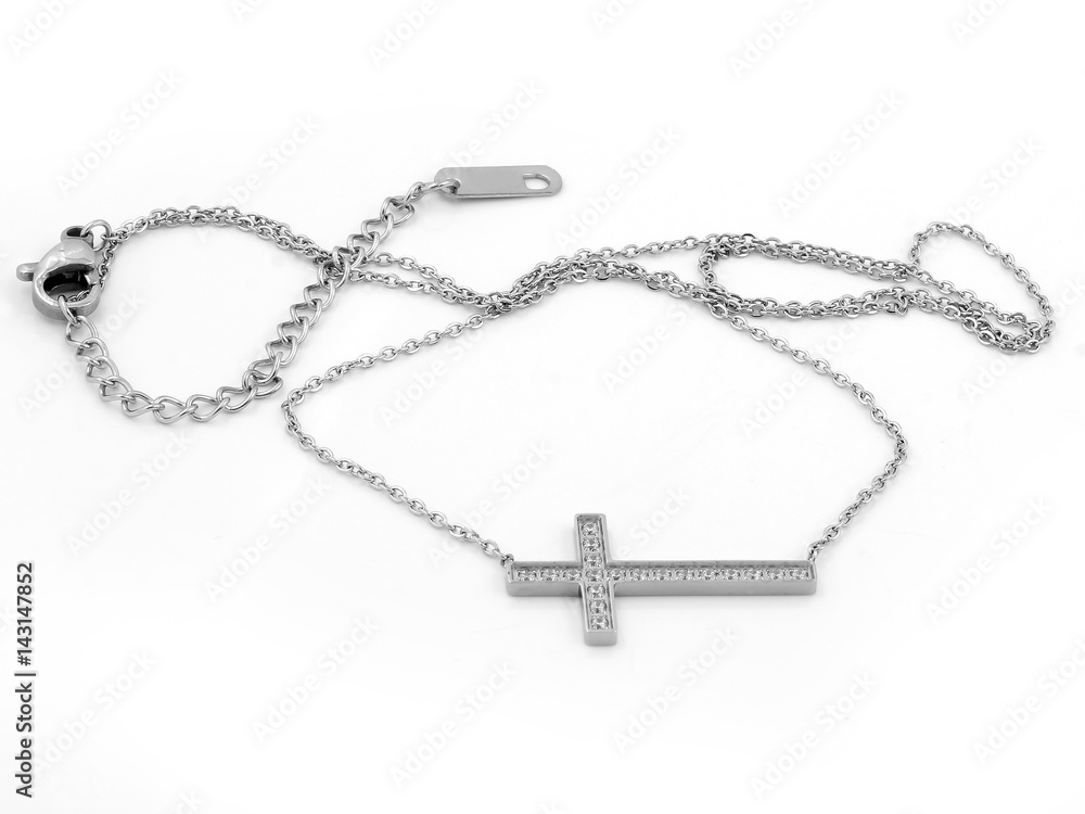 Cross necklace Silver One color background Cross necklace Silver One color background