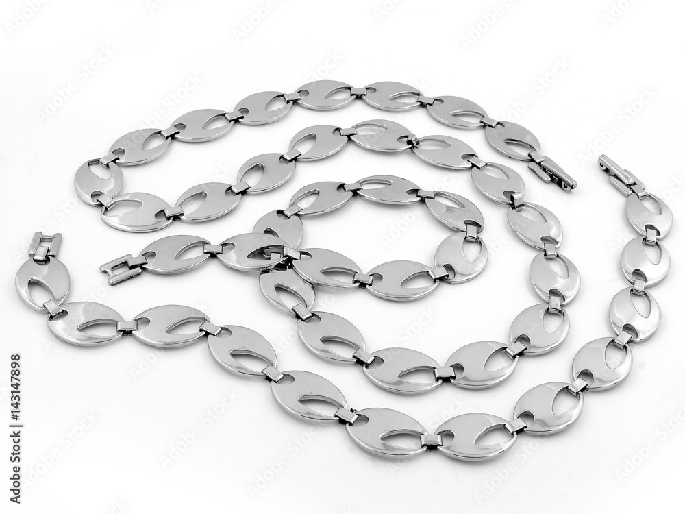 Fototapeta premium Set necklace and bracelet One color background