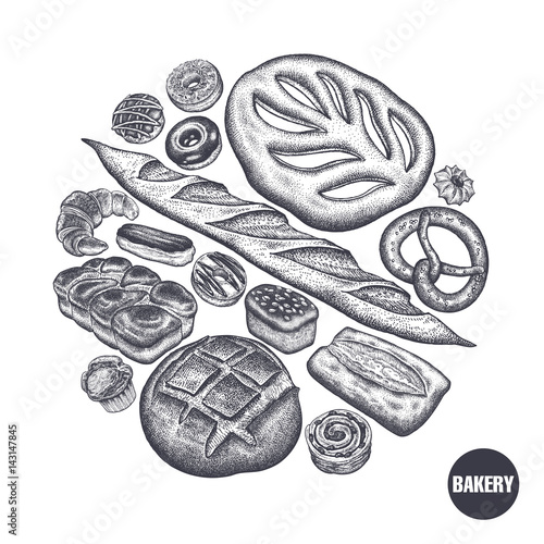 Bakery products set.