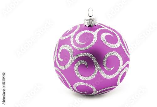 Pink Christmas toy ball  isolated on white background