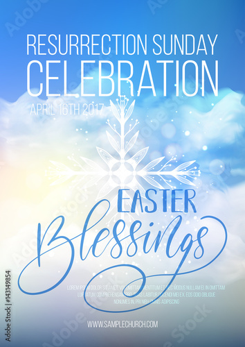 Easter Blessings, vector Easter religious poster template