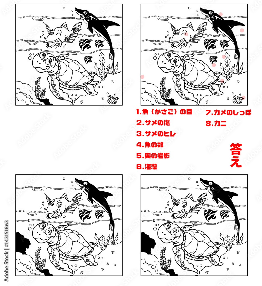 間違え探し・海洋生物
